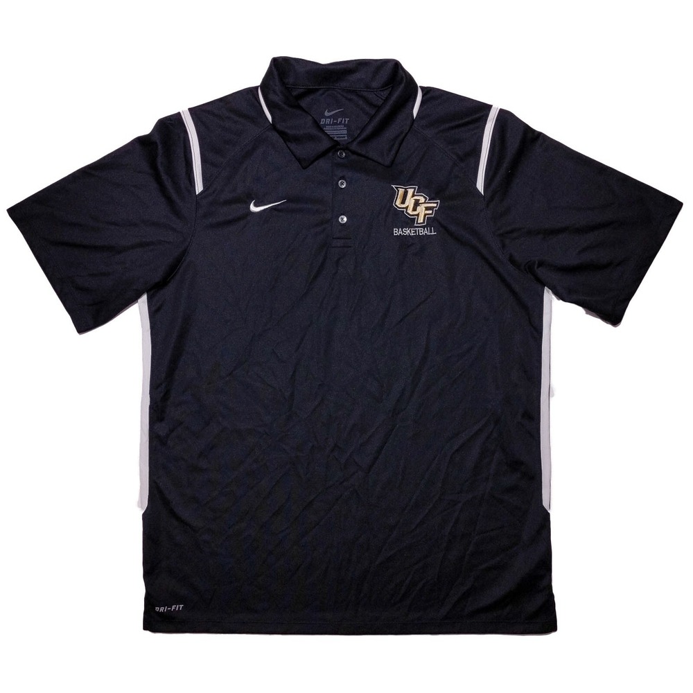 NIKE UCF Knights Basketball Short Sleeve Polo Shirt Black‎ Large L